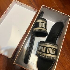 Christian Dior Black and White Slide Sandals